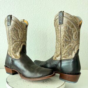 NEW Rod Patrick Mens Cowboy Boots 15A Brown Bison Leather Western Blunt Toe